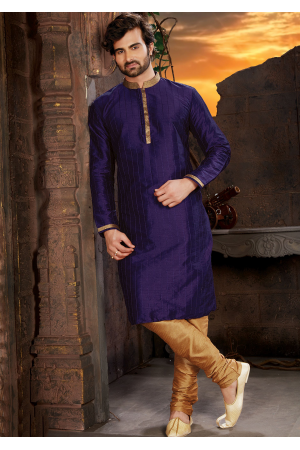 Violet Color Silk Fabric Kurta Set